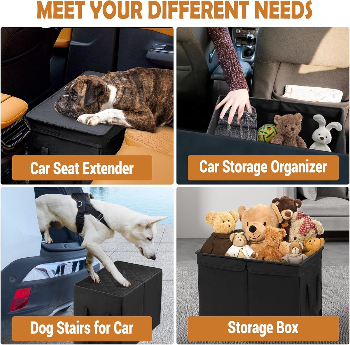 Car Seat Extender for Large Dogs - Black-L-20.1 x 11.4 x 14.2 in - image 4