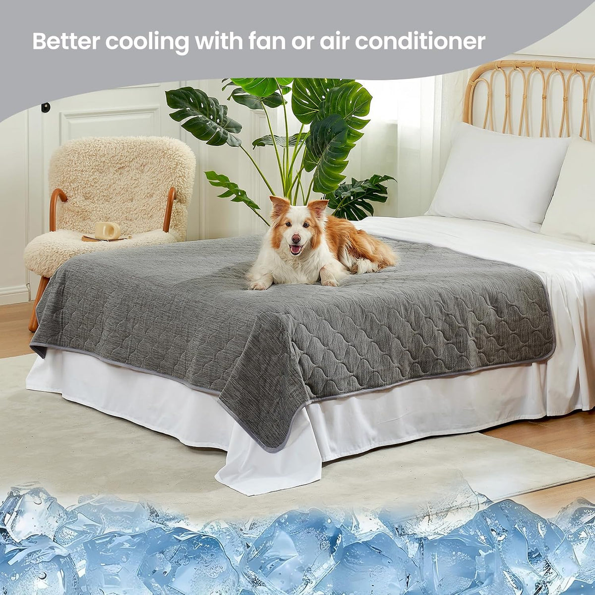 Cozy Bliss Leakproof Cooling Blanket for Large Dogs, Q-Max 0.5 - Heather Charcoal Grey / 60*80 - image 2