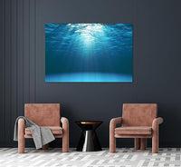 Nature Wall Art Prints - Ocean Forest Mountain Lake Canvas Landscapes - Small to Extra Large Living Room Bedroom Kitchen Bathroom Décor (Sun Rays Under Water, 20L" x 30W")