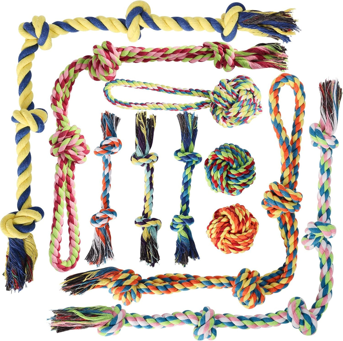 Aitmexcn Large Dog Toys for Aggressive Chewers - 10 Pack Chew Tug-Small