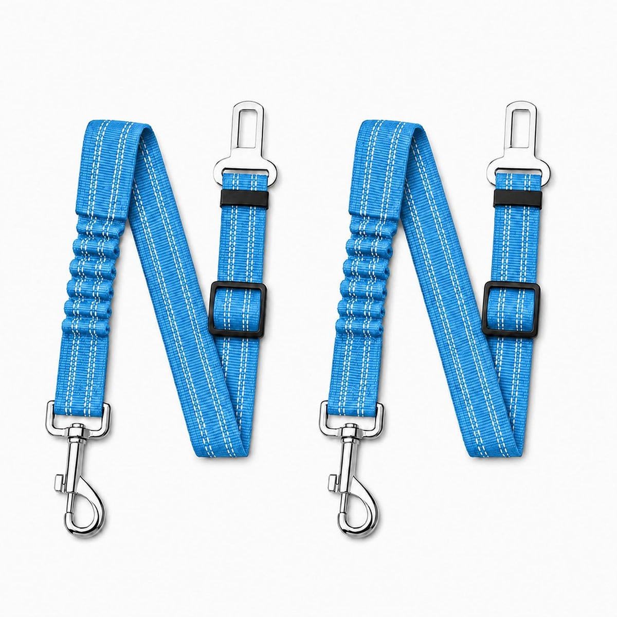 Dog Seat Belt 2Pcs, Retractable Pet Car Harness - Light Blue