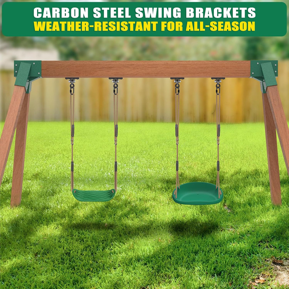 BeneLabel green A-frame middle swing set bracket made of powder coated steel - view 20