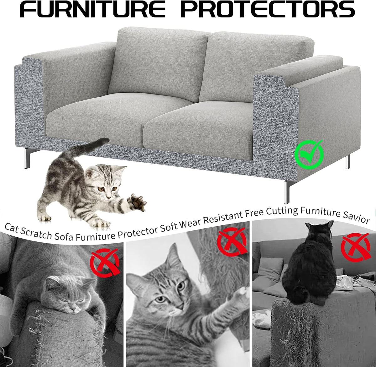 2 Pcs Self-Adhesive Cat Scratch Mat - Light Grey - image 3
