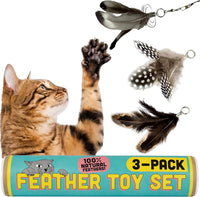 Forever Stick Refill 9-Pack, Feather Cat Wand Toy Attachment – Essentials for Cats - Feather Toys Refill 3-Pack
