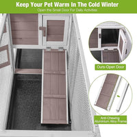 GUTINNEEN Rabbit Hutch with Chew-Resistant Ramp Indoor Bunny Cage Outdoor Guinea Pig Cage with Wheels and Leakproof Tray