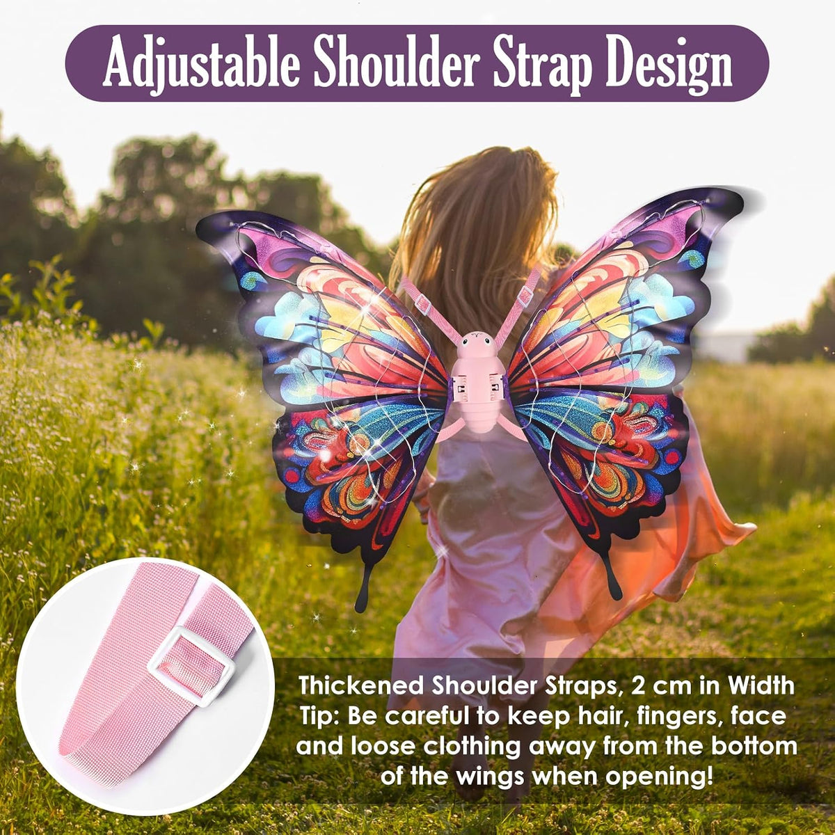 GOLDGE LED Electric Fairy Wings for Girls - Colorful - image 4