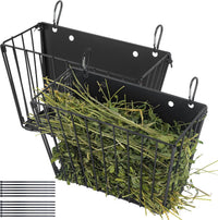 2PCS Rabbit Hay Feeder with Heavy-Duty Metal Frame Guinea Pig Hay - Black-2PCS