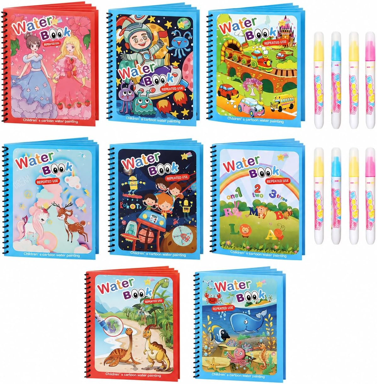 5 Pack Reusable Water Coloring Book for Toddlers – Fun for Kids & Family - Coloring Book / 8 Pack