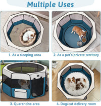 PETSFIT Portable Dog Playpen 36", Removable Waterproof Mat - Blue / Small (29.5"x29.5"x16.5") - image 3