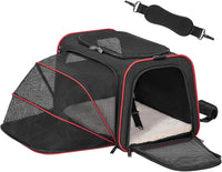 Petsfit Medium Expandable Cat Carrier for Air Travel - 17.0"L x 11.0"W x 11.0"H / Black