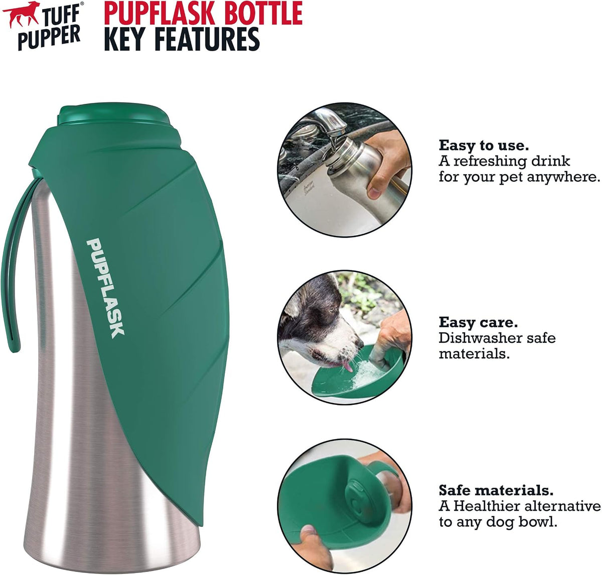 PupFlask Large Dog Water Bottle - 27 Ounce / Quetzal Green - image 2
