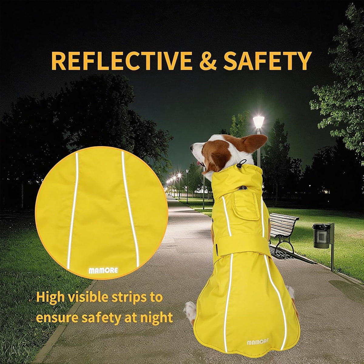 Adjustable Waterproof Dog Raincoat for Dogs - Yellow / X-Large(37-55lb) - image 3