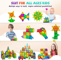 cossy 120 Pcs Magnetic Tiles, 3D Magnetic Blocks Set with 2 Cars - 120 Pieces - image 3