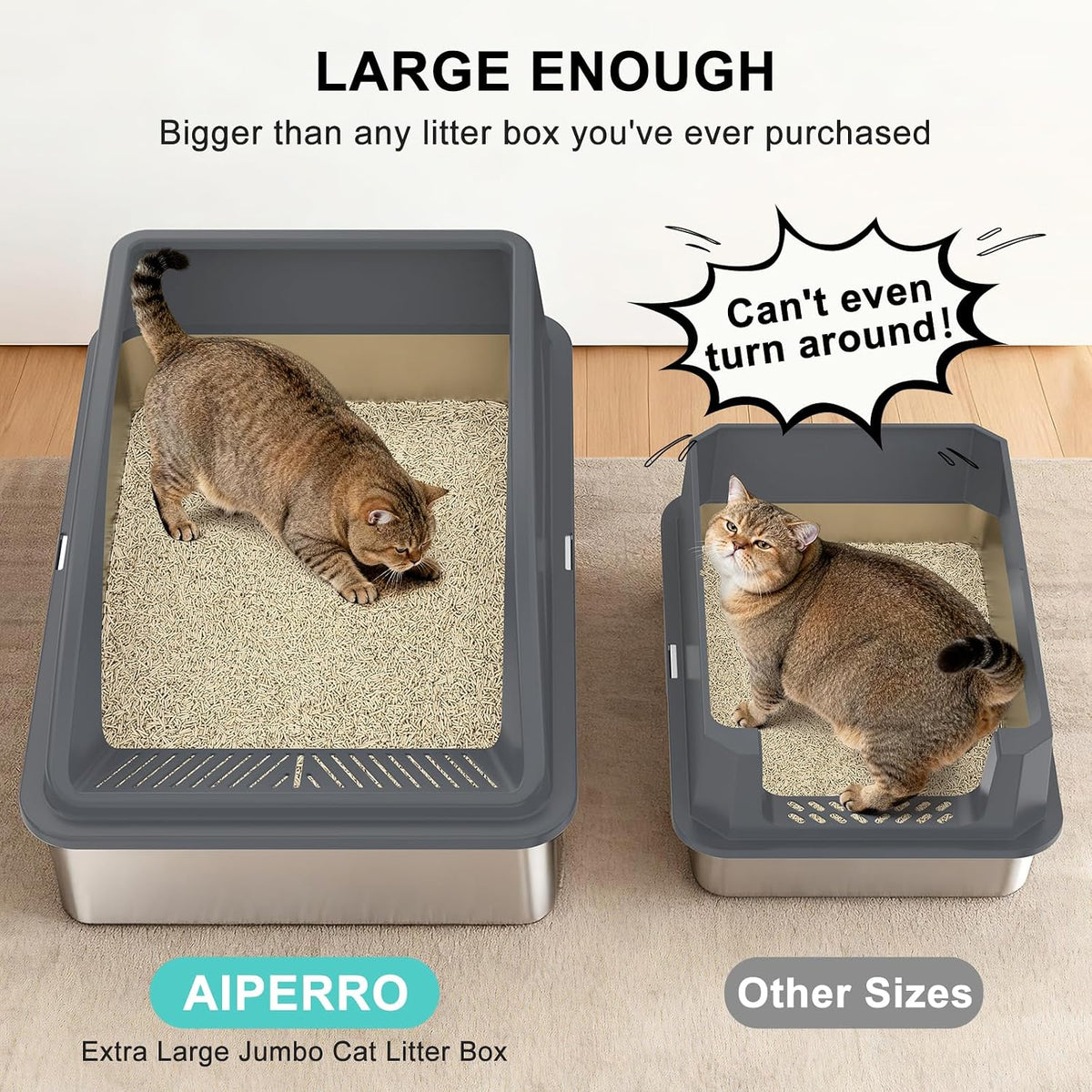 AIPERRO Stainless Steel Litter Box - Dark Grey / XXX-Large - image 2