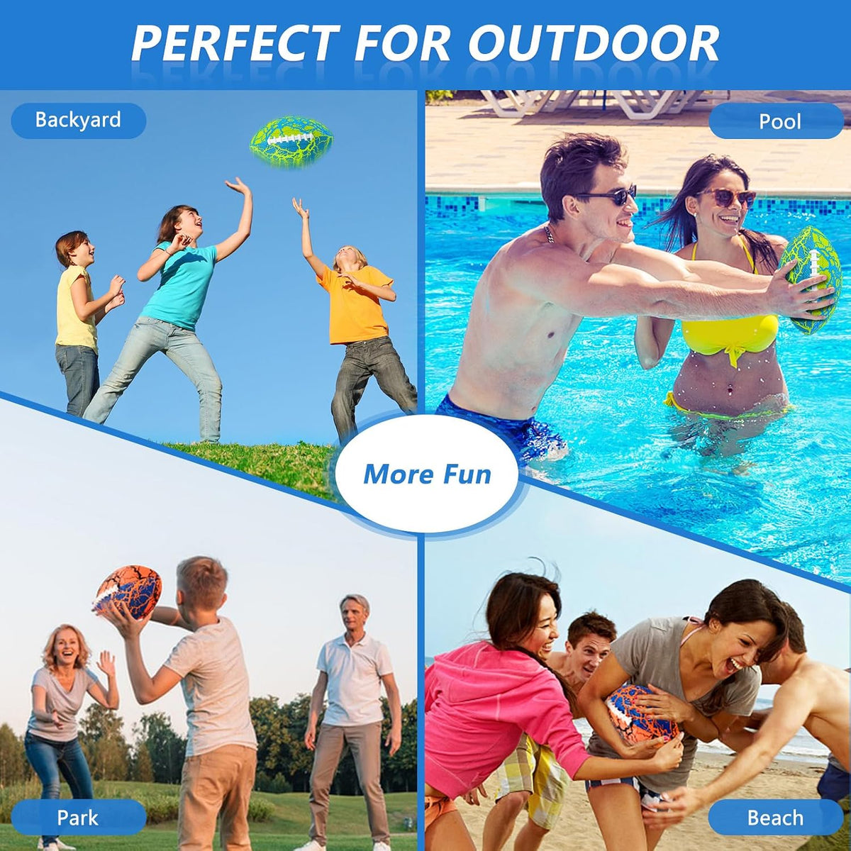 Jasonwell 2 pack double-laced waterproof pool footballs with pump - view 11