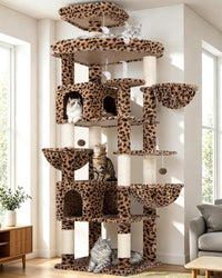 Globlazer 82in Extra Large Cat Tree Tower for Indoor Cats Large Adult - 82inch / Leopard Print