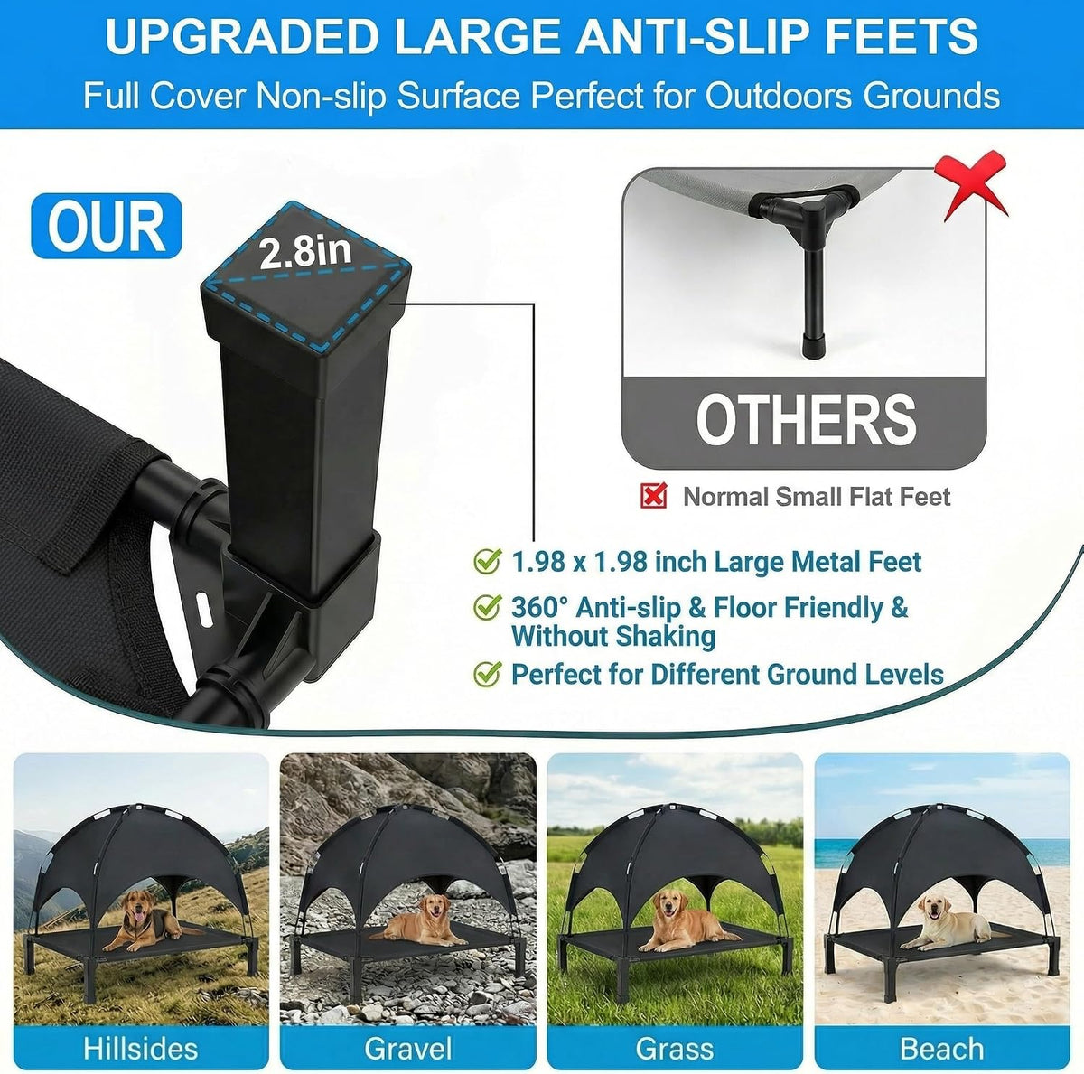 Elevated Dog Bed Raised Cooling Dog Cot for Large Dogs - Black / 42.1"L x 31"W x 37"H - image 4