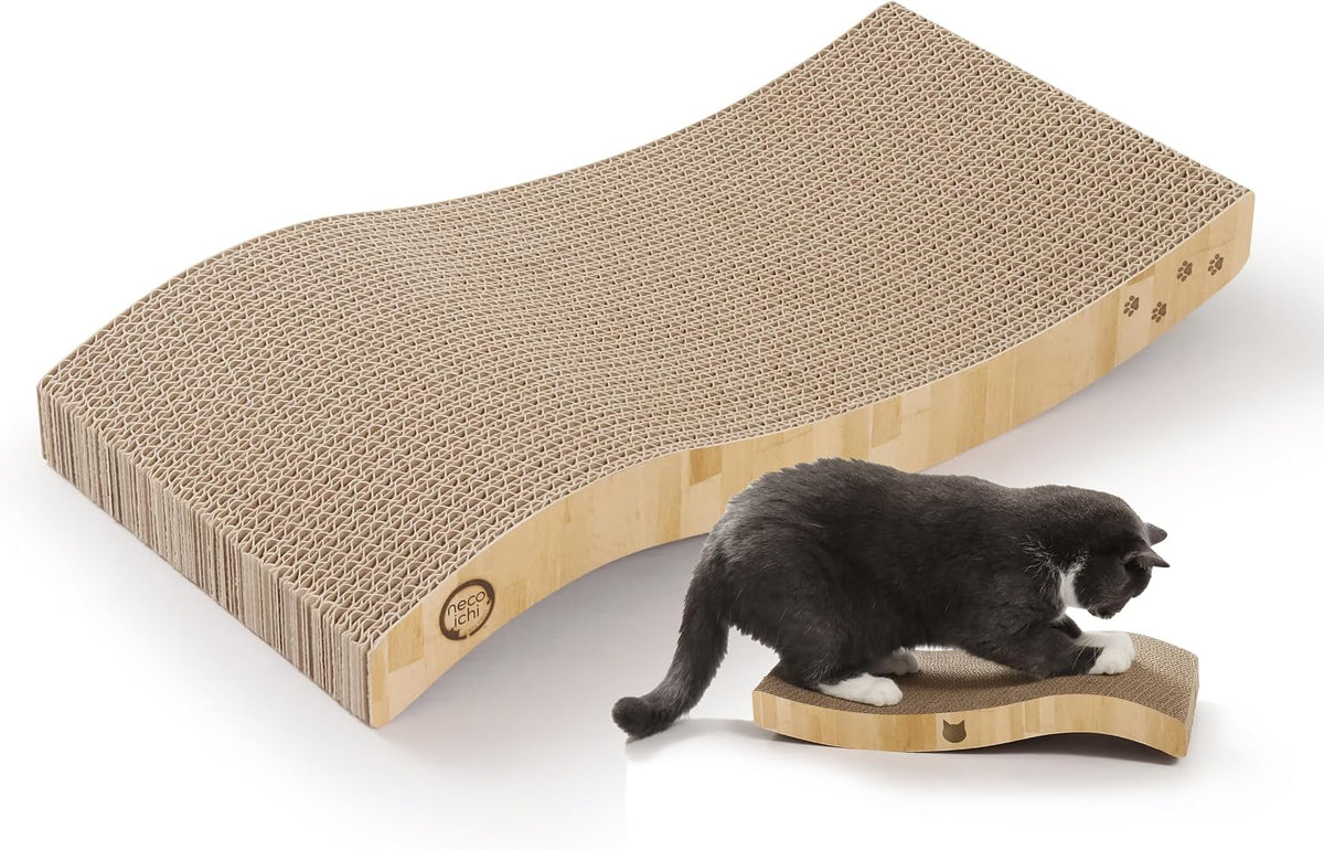 Reversible Wave Cat Scratcher for Indoor Cats - Oak / 1pcs