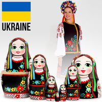 AEVVV set of 6 hand painted Ukrainian nesting dolls in vyshyvanka dress - view 2