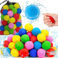 Jishi 60 reusable water balloons sponge balls in six colors with mesh bag