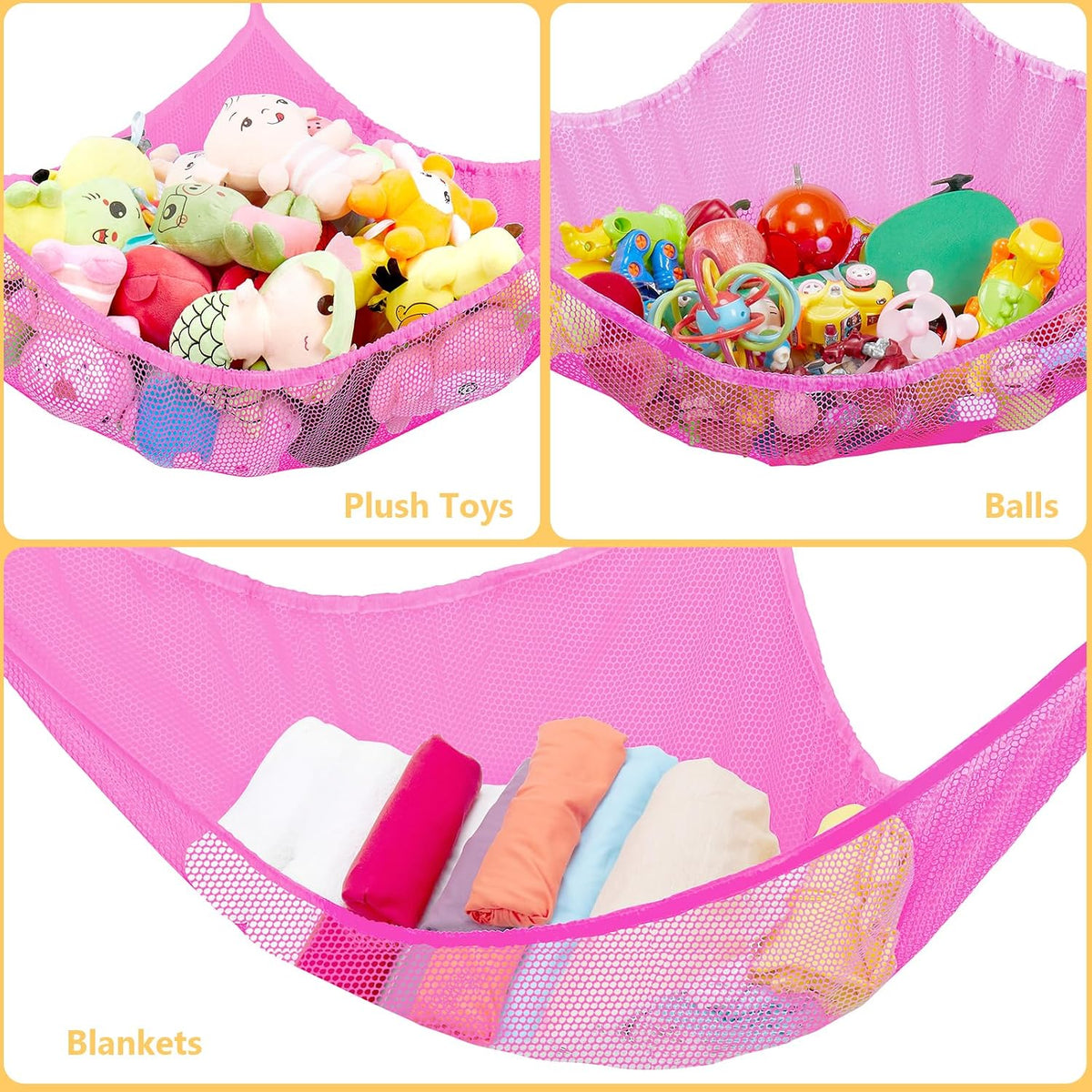 Stuffed Animal Net or Hammock, Stuffed Animal Net - Pink / 83in - image 3