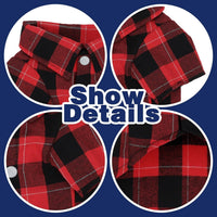 Plaid Dog Shirt: Classic Checkered Style in Pure Cotton for Large - L-(12~19lb) | Chest(~19.2") / Red - image 2