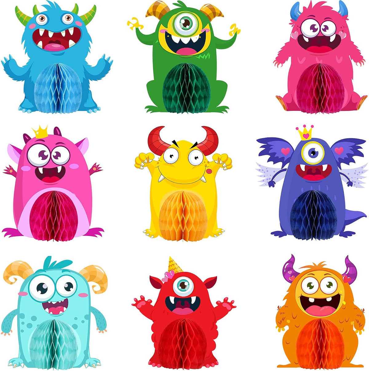 Outus 9 Sets Monster Honeycomb Centerpieces