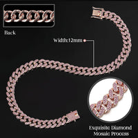 LEIFIDE Cuban Link Dog Collar Chain 12mm, Rose Gold, Pink - 18 Inches / Rose Gold, Pink - image 2
