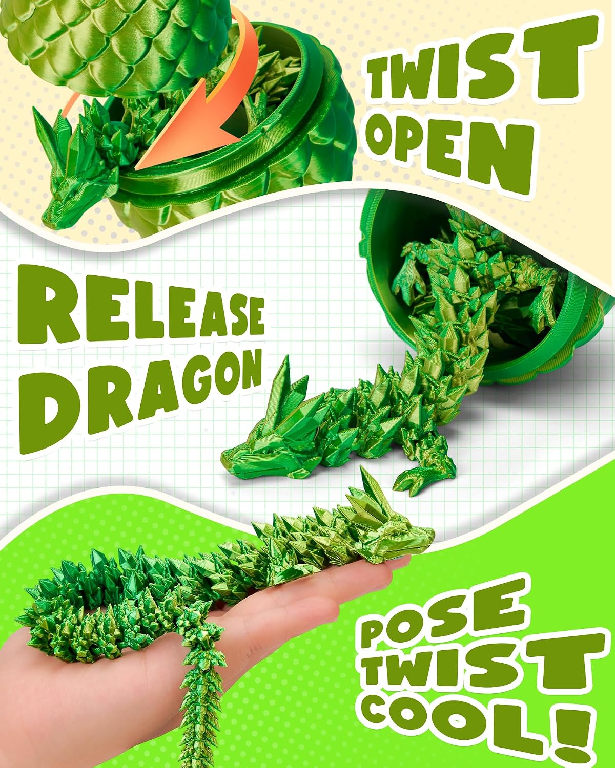 TBOLINE 12" 3D Printed Dragon Egg - Laser Yellow Green - image 3