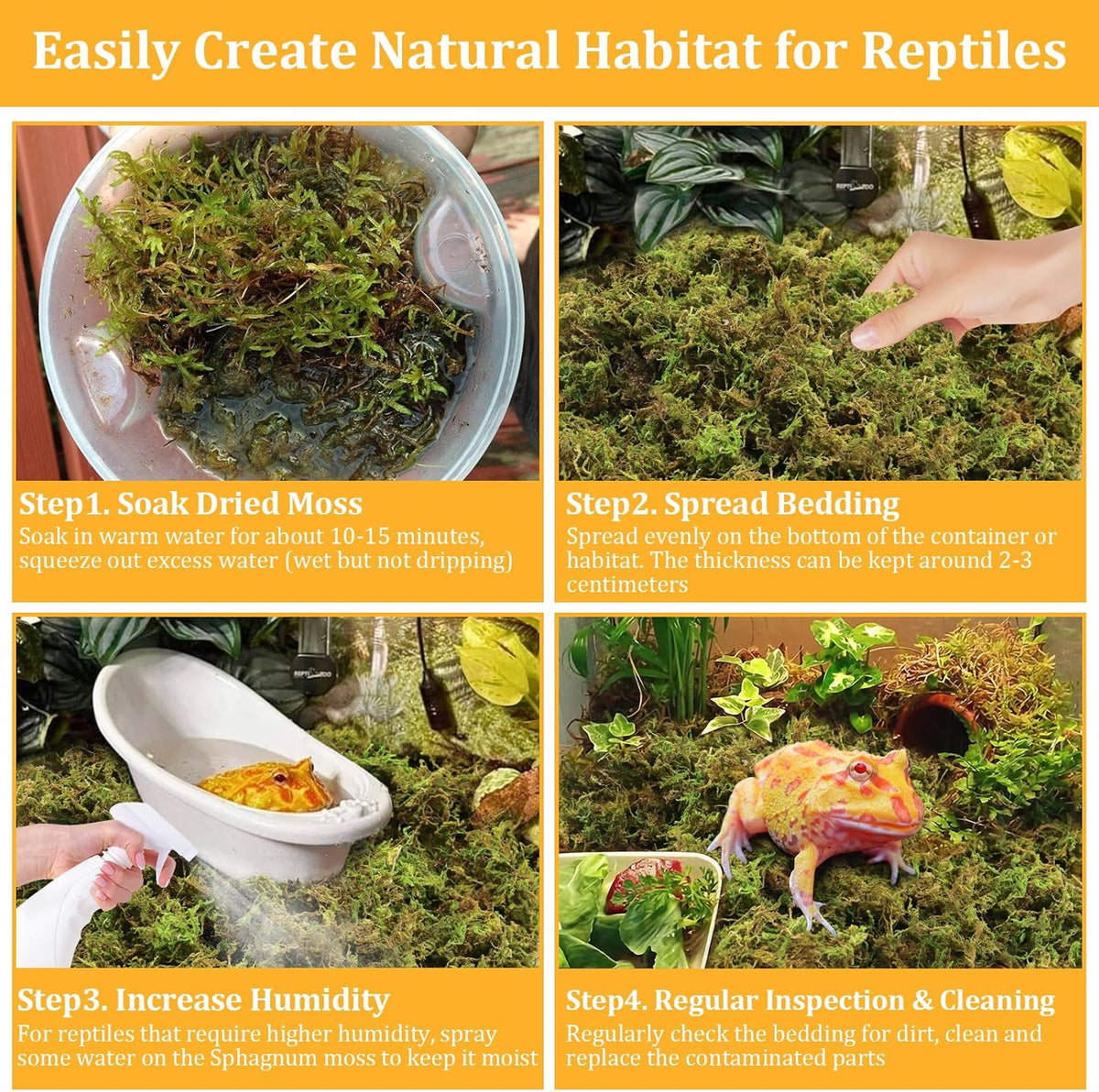 14OZ Natural Sphagnum Moss for Reptile Terrarium Substrate Bedding – Daily Care for Reptiles And Amphibians - 1.3LB - image 4