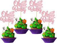 Gyufise black glitter Halloween happy birthday cake topper with half moon, house, pumpkin, ghost and - view 10