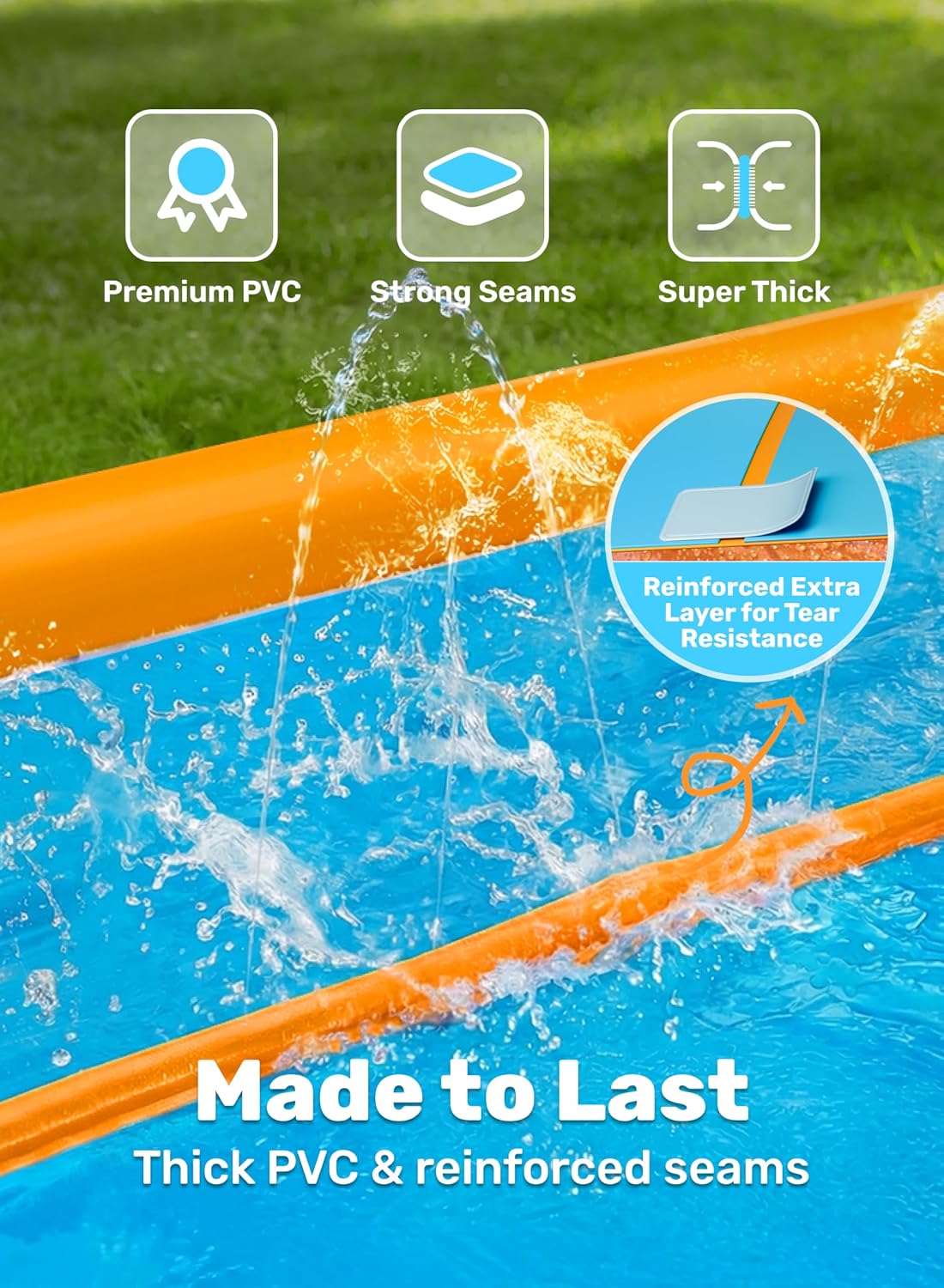 Sloosh double lane water slide, 25 x 6 ft lawn slide with sprinkler and two boards - view 4