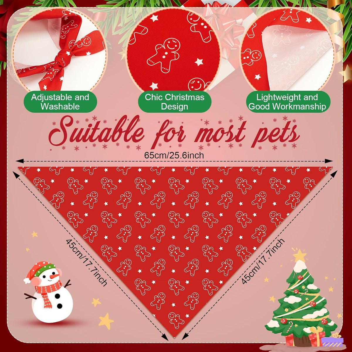 Chunful 100 Pcs Fall Dog Bandanas Bulk Maple Leaf Print Autumn Pet - Red white / 25.6 x 17.7 x 17.7" - image 3