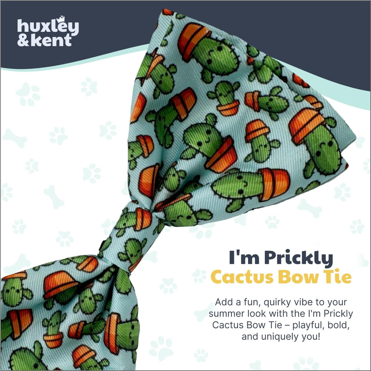 Huxley & Kent Pet Bow Tie for Dogs & Cats - I'm Prickly Cactus / Large - image 2