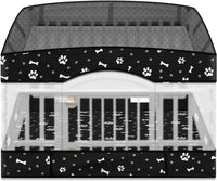 2 Pack Dog Playpens Cover and Bottom Mat Fits 4 Panels - Black