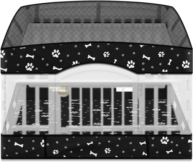 2 Pack Dog Playpens Cover and Bottom Mat Fits 4 Panels - Black
