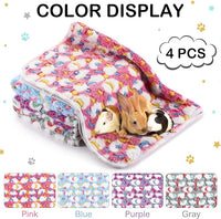 Reginary 4 Pcs Waterproof Guinea Pig Blankets Washable Small Animal Fleece Bedding Absorbent Guinea Pig Cage Liners Reusable Pet Pee Pad Sleep Mat for Hamster Ferret(Moon Star Pattern,24 x 16 Inch)