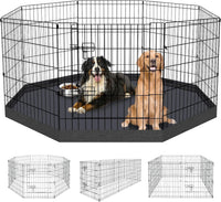 Puppy Pet Playpen 8 Panel 24 Inch Indoor Outdoor Metal Portable - 30"H x 24"W, 8 Panels with Octagonal Bottom Pad