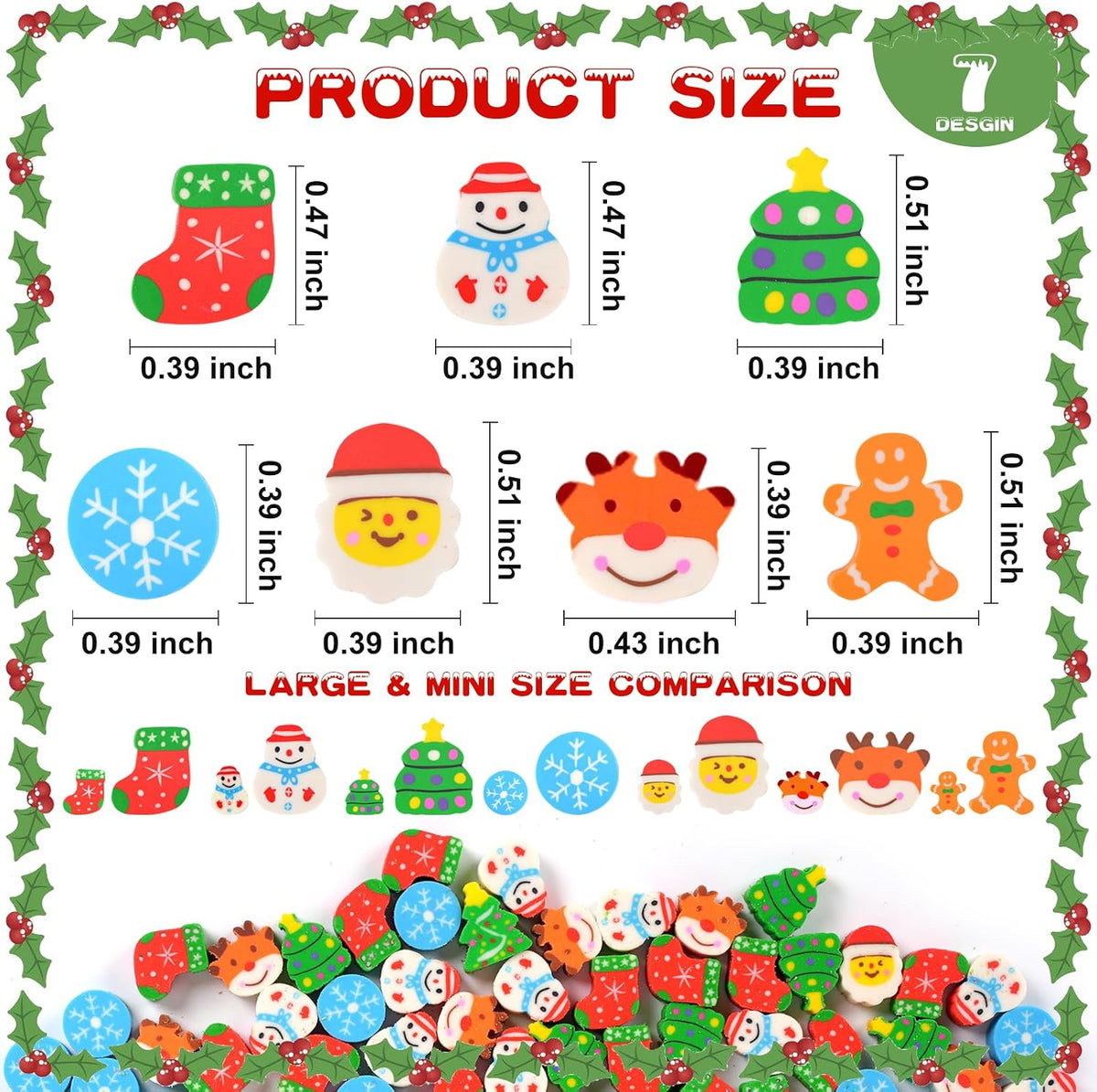 Wolpark mini erasers for kids shaped like cakes, donuts, ice cream, fruit and hearts - view 20