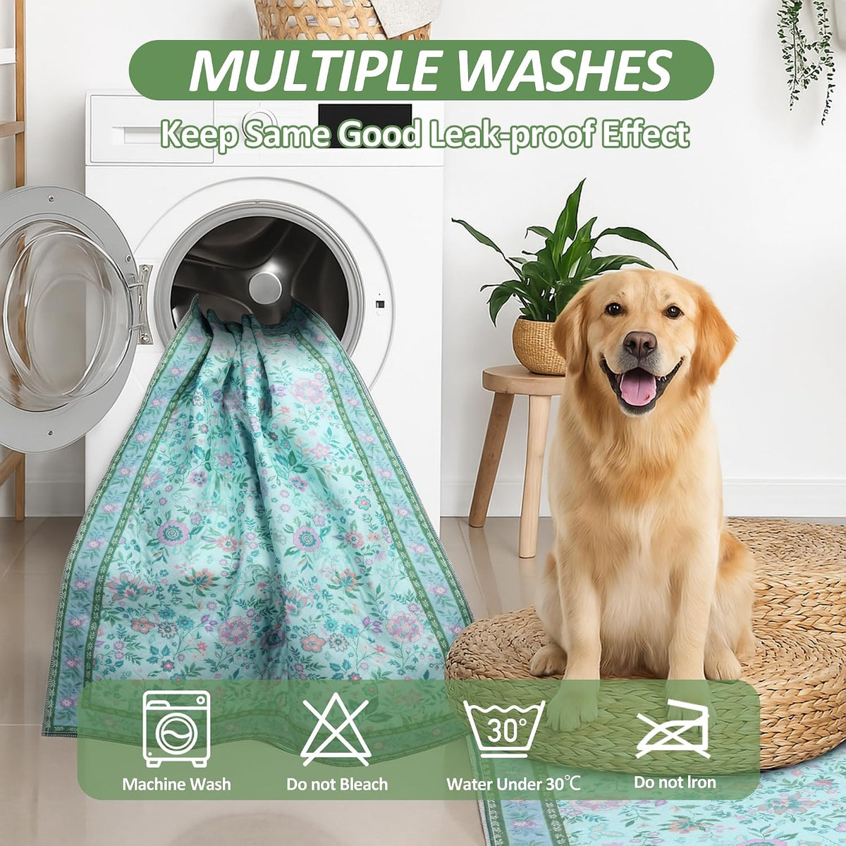 Washable Pee Pad for Dogs, 36"x48" - Green / 18*24 Inch(Pack of 2) - image 2
