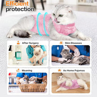 Cat Recovery Suit After Surgery, Cat Recovery Wear for Abdominal Wounds Cat Onesie Cone E-Collar Alternative,Pink M
