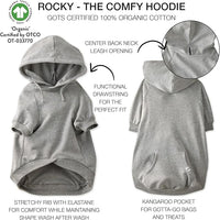 Rocky – The Orginal Lightweight Hooded TEE 100% Organic Cotton Dog Hoodie Pet Coat Sweater for Small, Medium, Large Dogs, Heather Gray, XX-Small