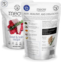 Meow Freeze Dried Cat Food - Beef & Hoki Recipe, High Protein Cat Treats, Meals & Toppers, Dry Cat Food,1.76 oz