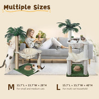 Cat Scratching Post 40 Inches Small Cat Tree Tower with Two Hammock, Double Hammock with Cat Toy Wooden Interactive, Cat Condo for Kitten and Adults Cat