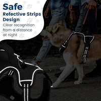 Funfox Dog Harness No Pull, Adjustable Dog Vest Harness Super Soft, 2 Leash Clips Anti Pull, Vertical Handle Easy to Control, Reflective Night Walking for Large Breed, Black, L