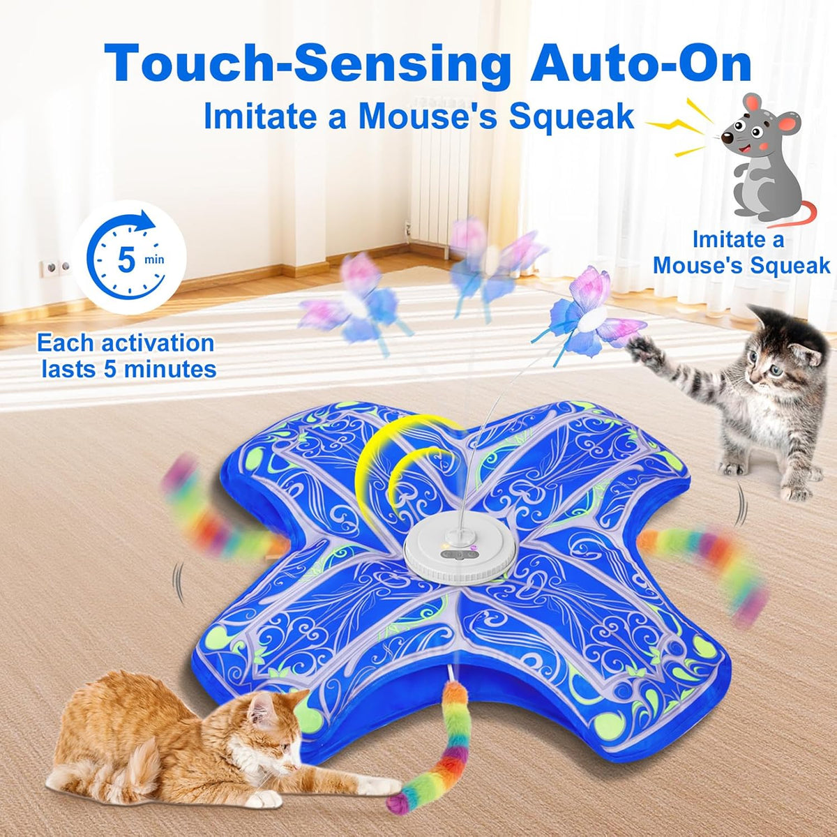 Interactive Cat Toys for Indoor Cats - Blue Cover Cloth Toy - image 3
