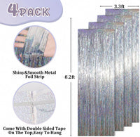 Voircoloria 2 Pack Gold Foil Fringe Backdrop Curtains - Laser Silver / 4 - image 3