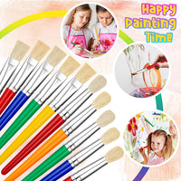 YGAOHF 16 pack of kids paint brushes with bright plastic handles, eight round and eight flat - view 5
