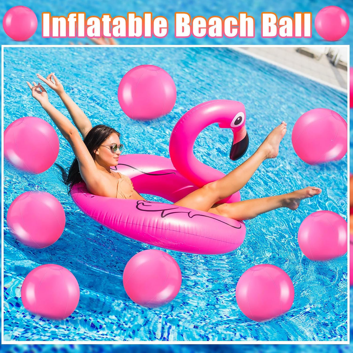 Yinder 24 Pcs Clear Beach Balls Inflatable Bubble Ball Decorations - Plain / Rose Pink - image 3