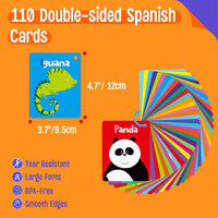 SpriteGru Spanish flashcards for toddlers with colorful cartoon images on rings - view 35